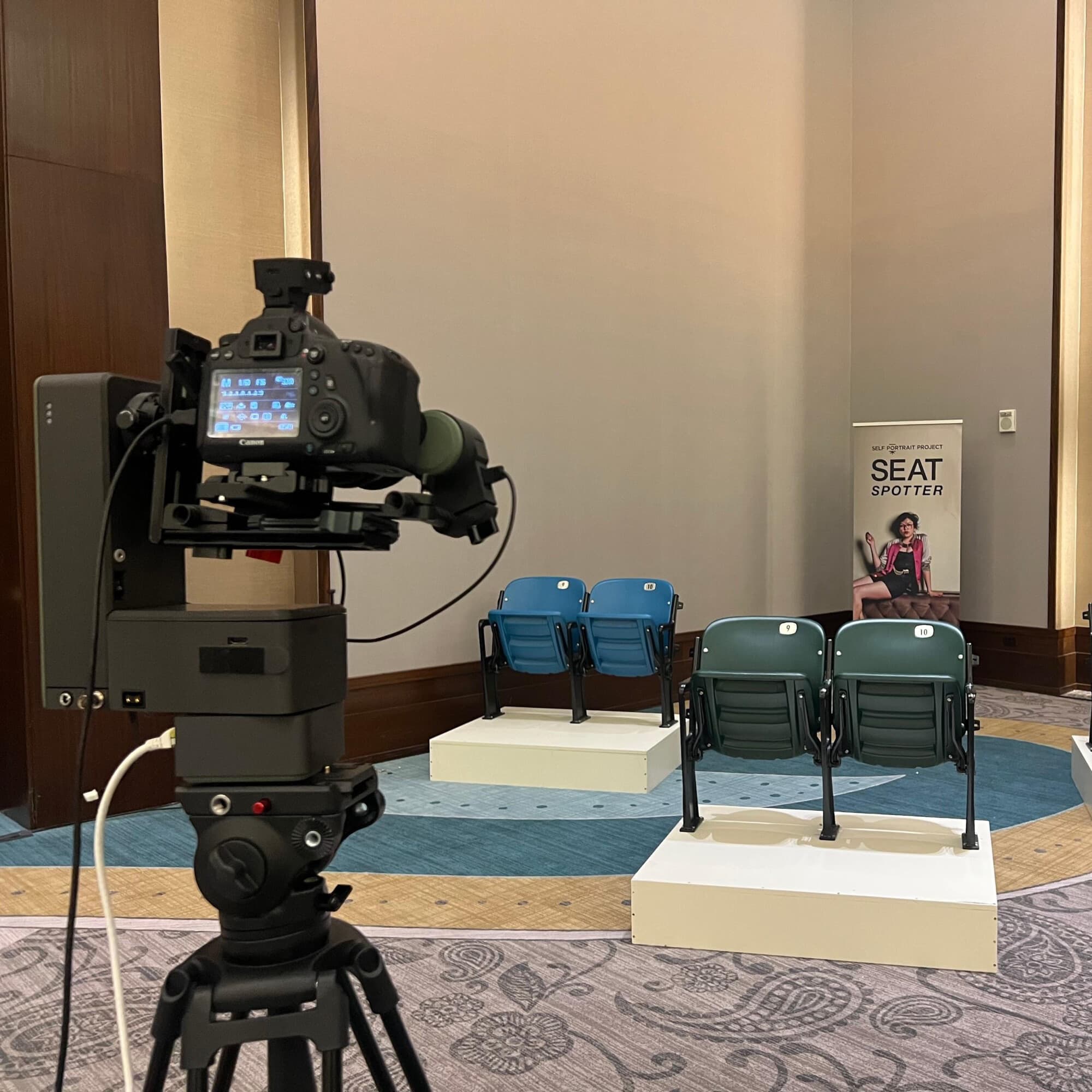The SEAT Spotter rig — a PTZ camera trained on stadium seating.